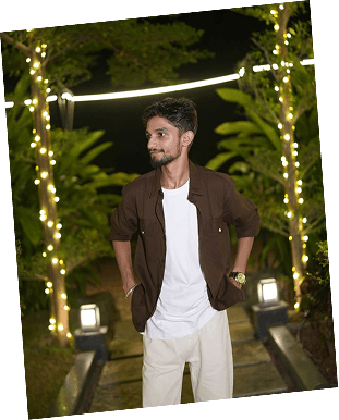 Aman outdoors at night