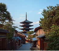 Kyoto street with pagoda